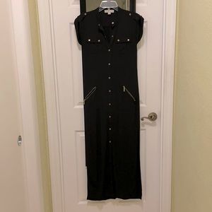 Michael Kors black maxi dress with gold accents